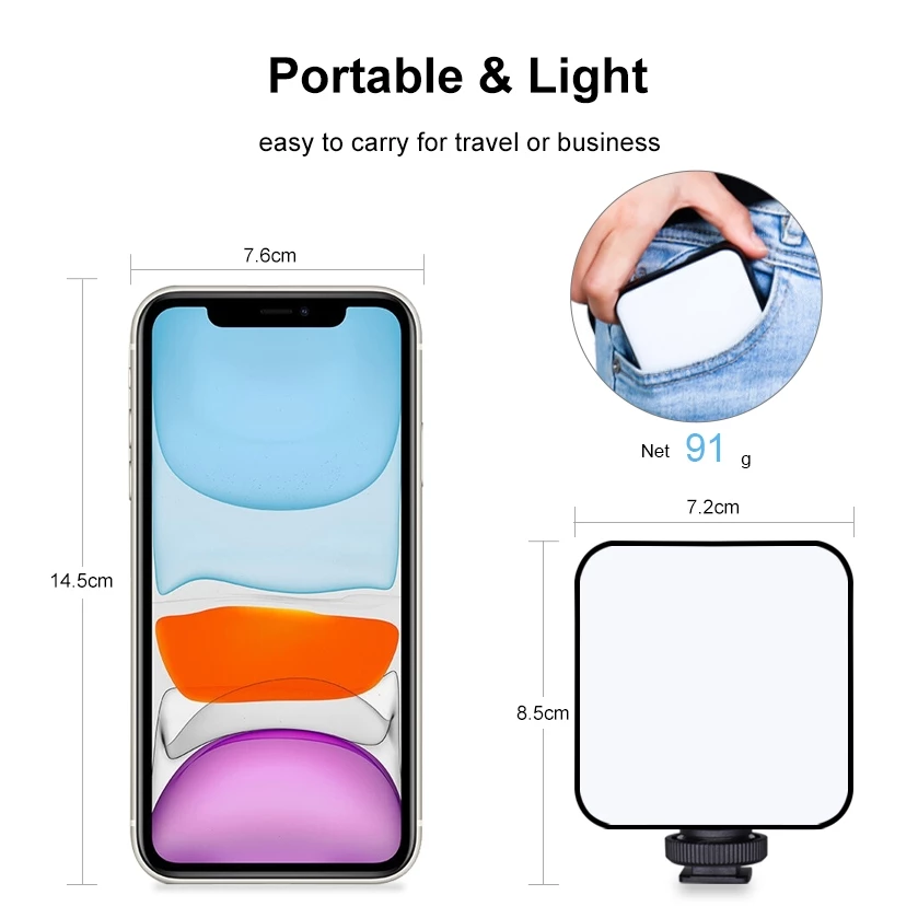Mini Portable LED Fill Light - RGB Light with Clamp