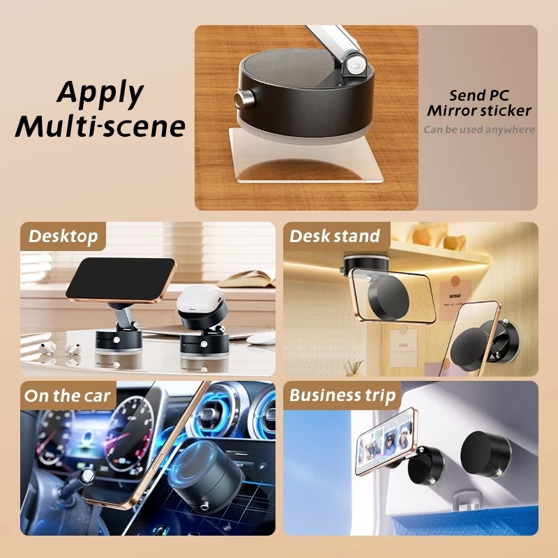 Vacuum Suction Cup Magnetic Mobile Phone Holder - White