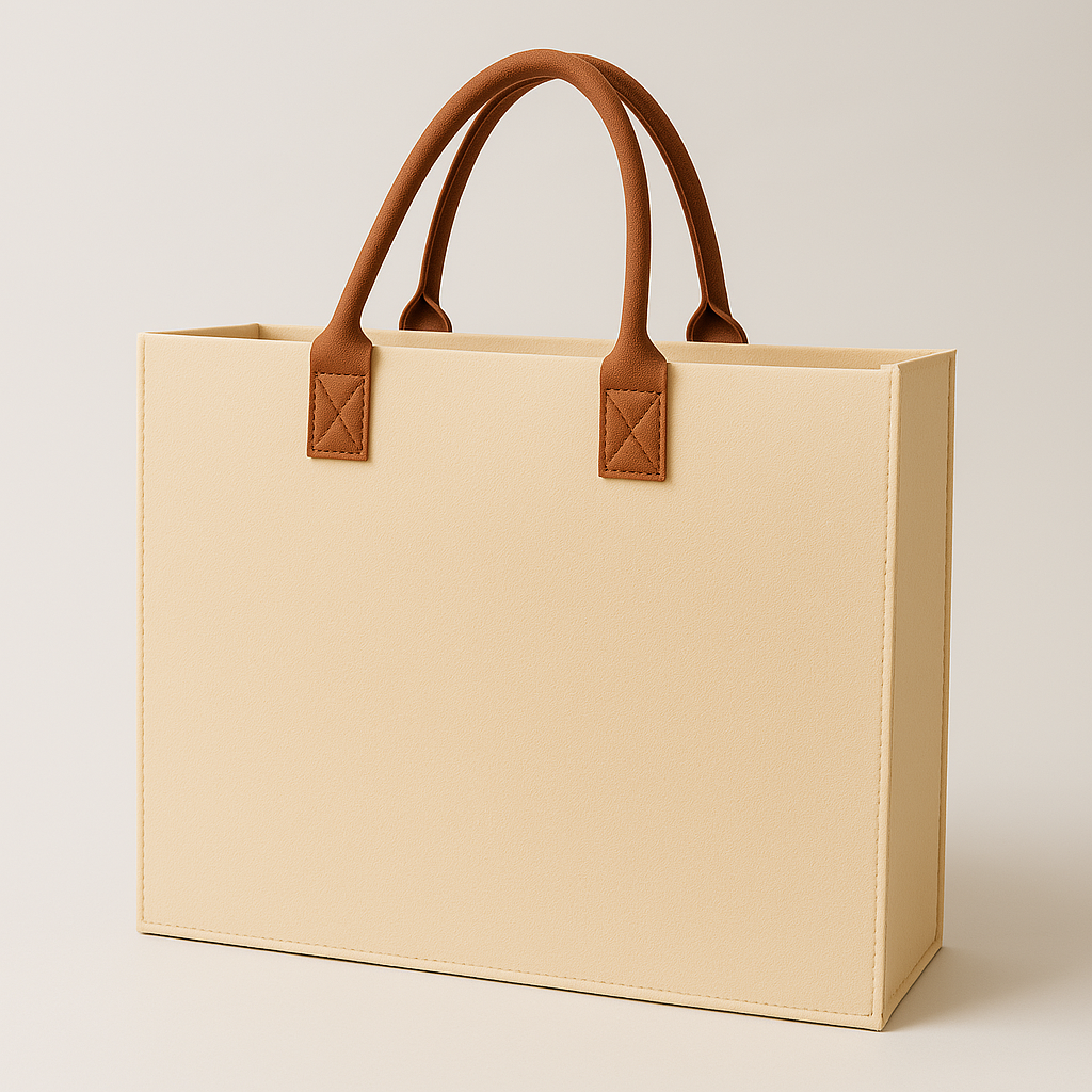 URBAN Felt Tone Tote Bag 300mm (L) × 400mm (W) × 130mm (D) - Beige