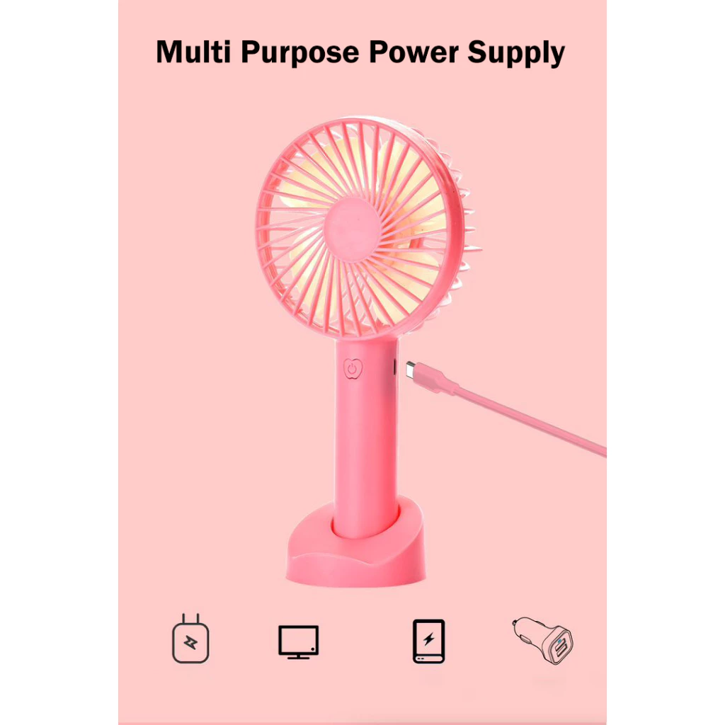 Portable 3-Speed Mini Fan – Handheld, Clip-On, USB Rechargeable - White