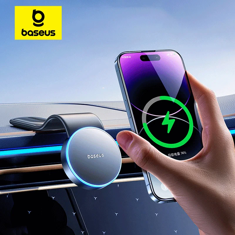 BASEUS C02 Pro 15W Magnetic Wireless Car Charger – Foldable & Easy Mount