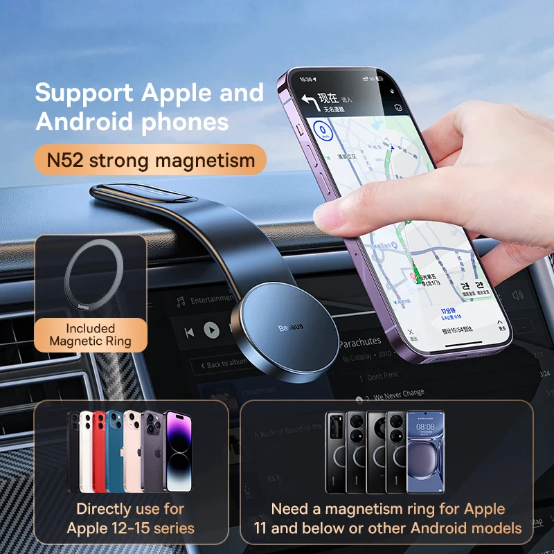BASEUS C02 Pro 15W Magnetic Wireless Car Charger – Foldable & Easy Mount