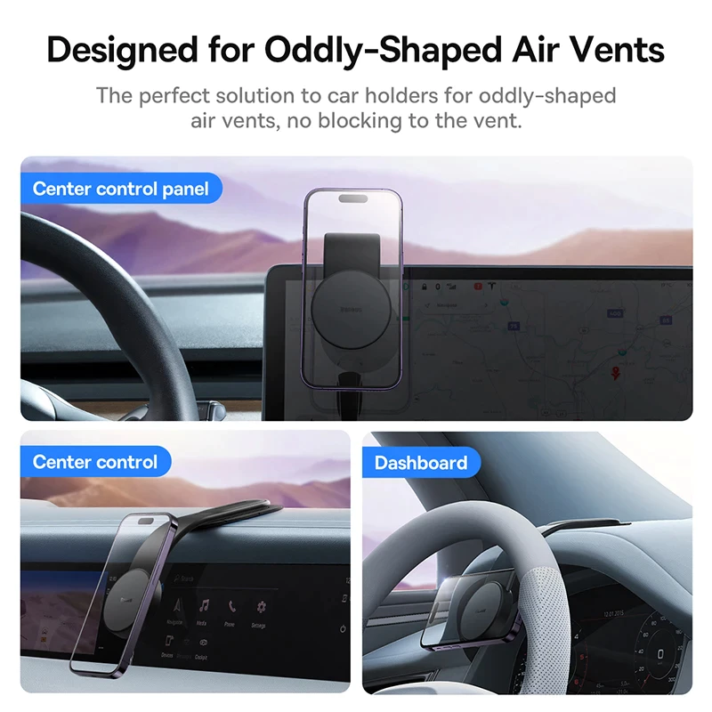 BASEUS C02 Magnetic Car Phone Holder – Easy Stick-On for Dashboard & Console