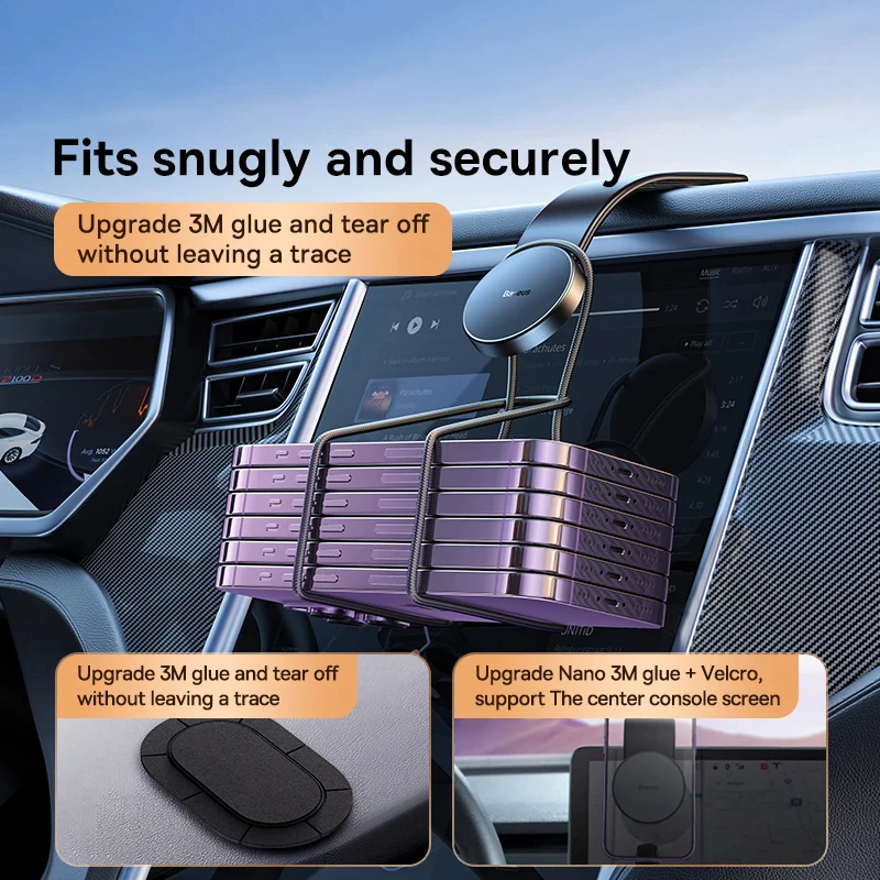 BASEUS C02 Magnetic Car Phone Holder – Easy Stick-On for Dashboard & Console