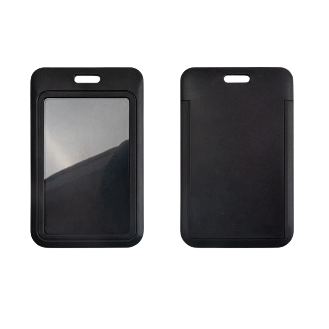 Hard Plastic Vertical ID Card Holder | Durable Badge & Name Label Holder for School & Office Supplies | Single Side