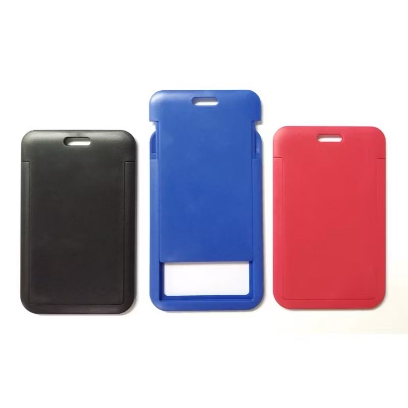Hard Plastic Vertical ID Card Holder | Durable Badge & Name Label Holder for School & Office Supplies | Single Side