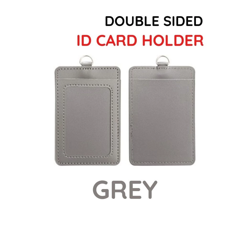 PU Leather Vertical ID Card Holder | Badge & Name Label Holder for School & Office Supplies | Double Side