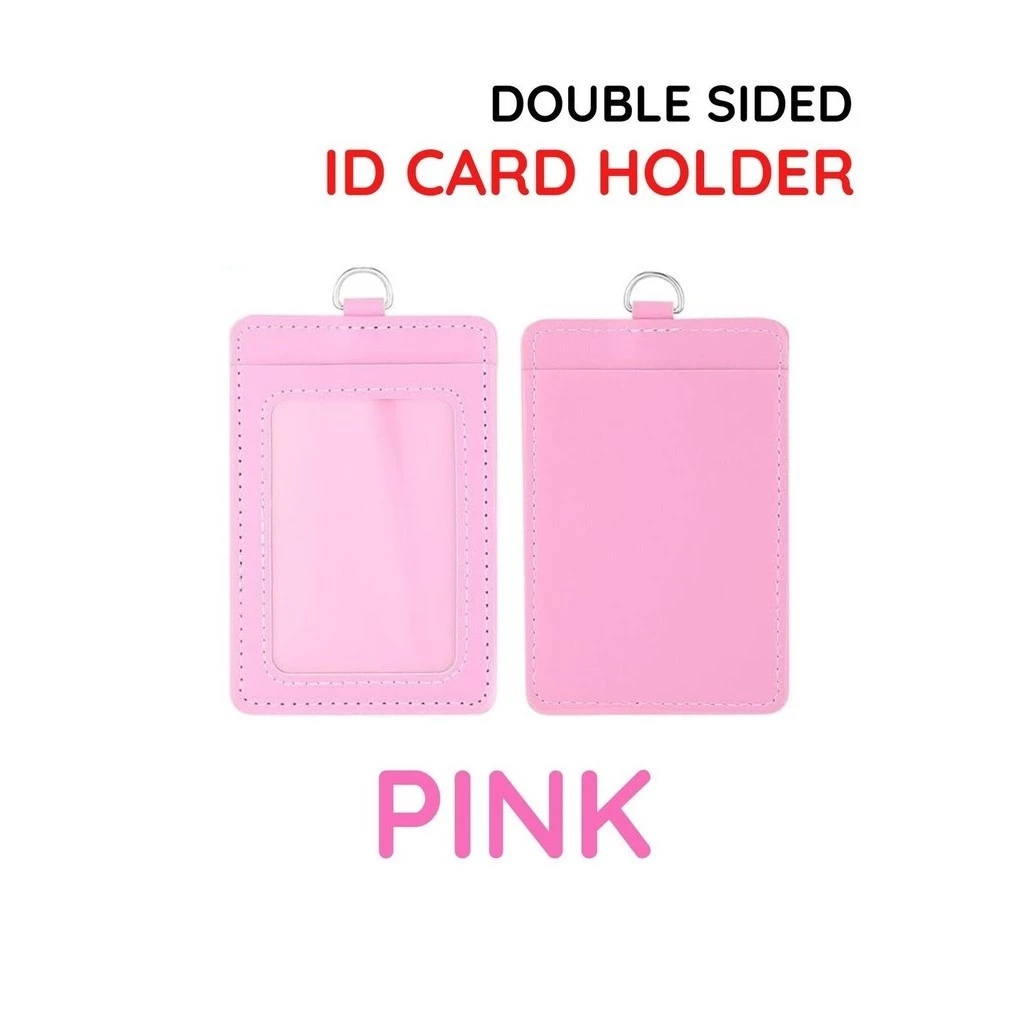 PU Leather Vertical ID Card Holder | Badge & Name Label Holder for School & Office Supplies | Double Side