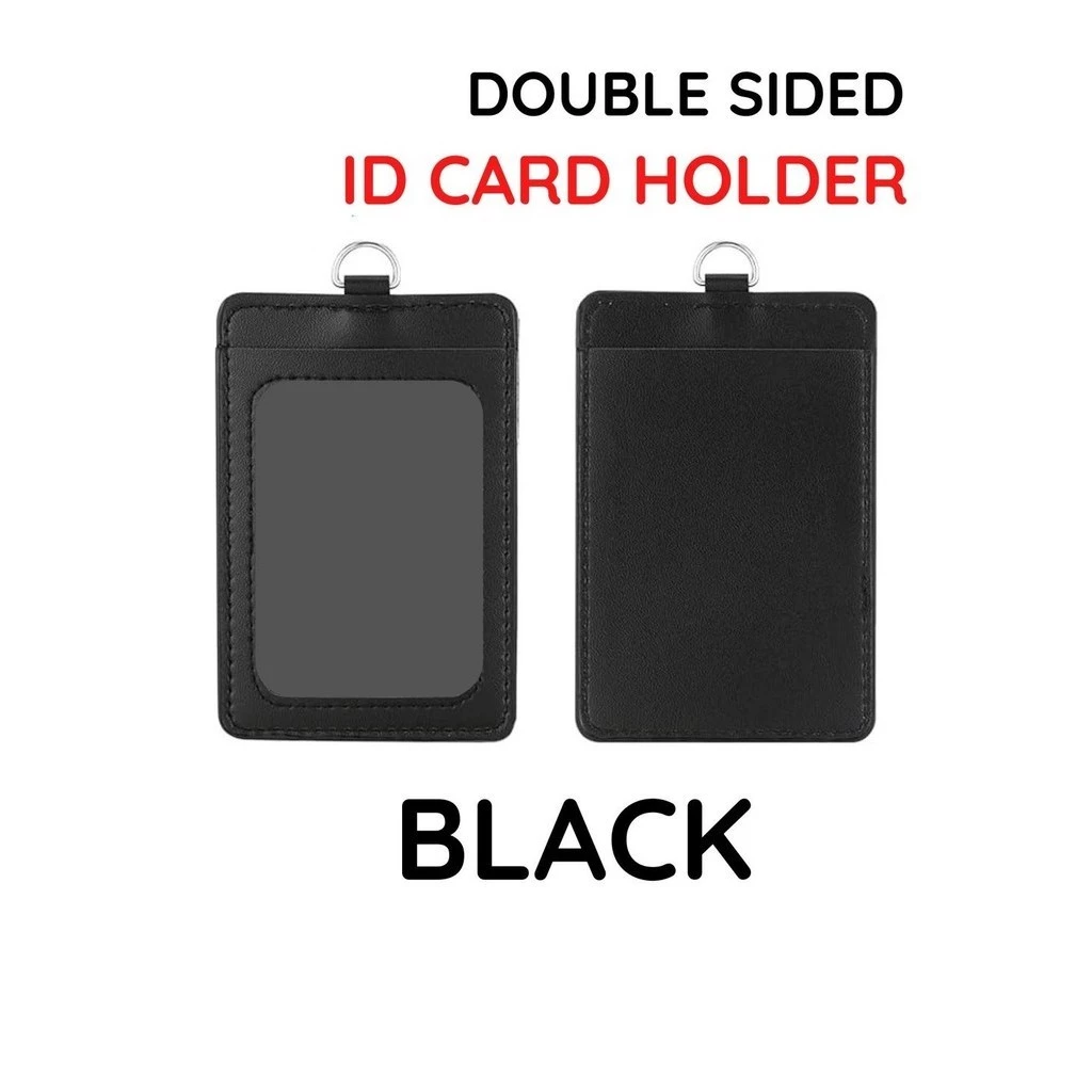 PU Leather Vertical ID Card Holder | Badge & Name Label Holder for School & Office Supplies | Double Side
