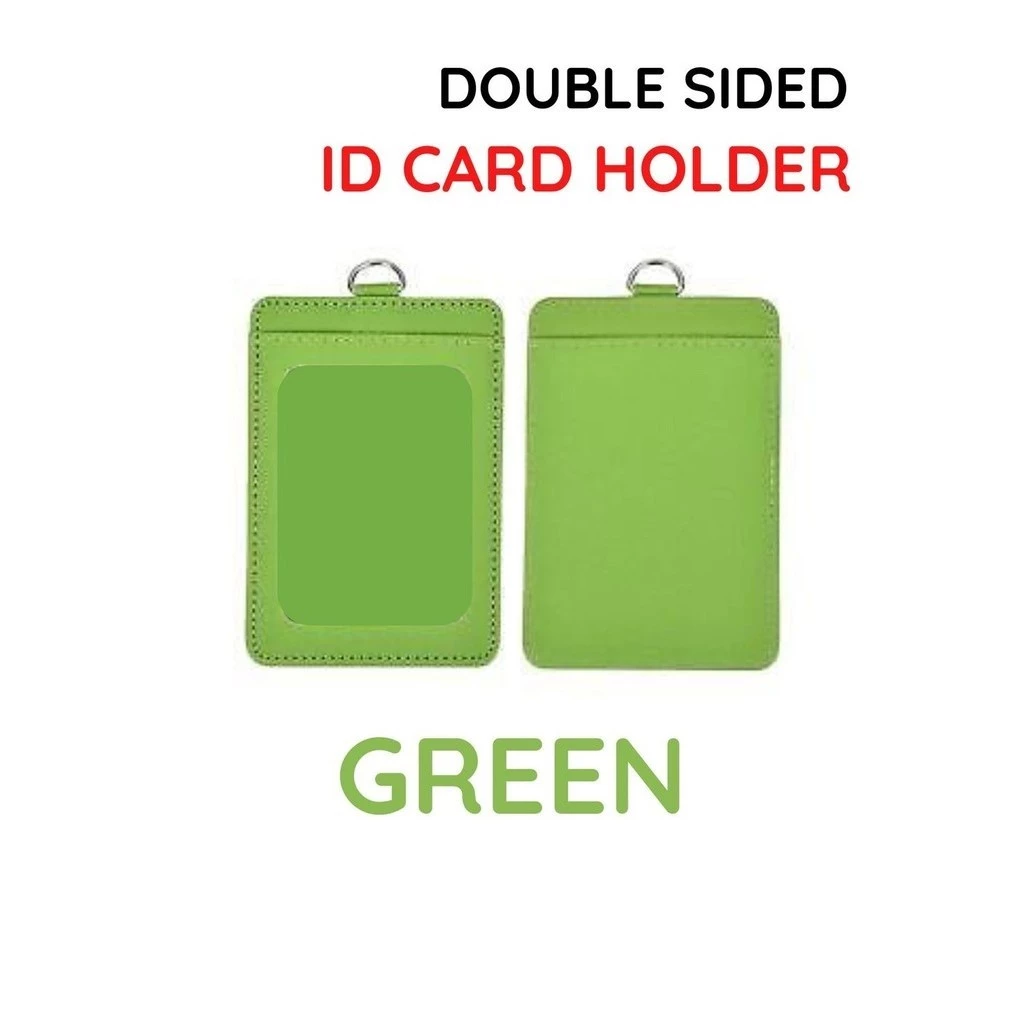 PU Leather Vertical ID Card Holder | Badge & Name Label Holder for School & Office Supplies | Double Side