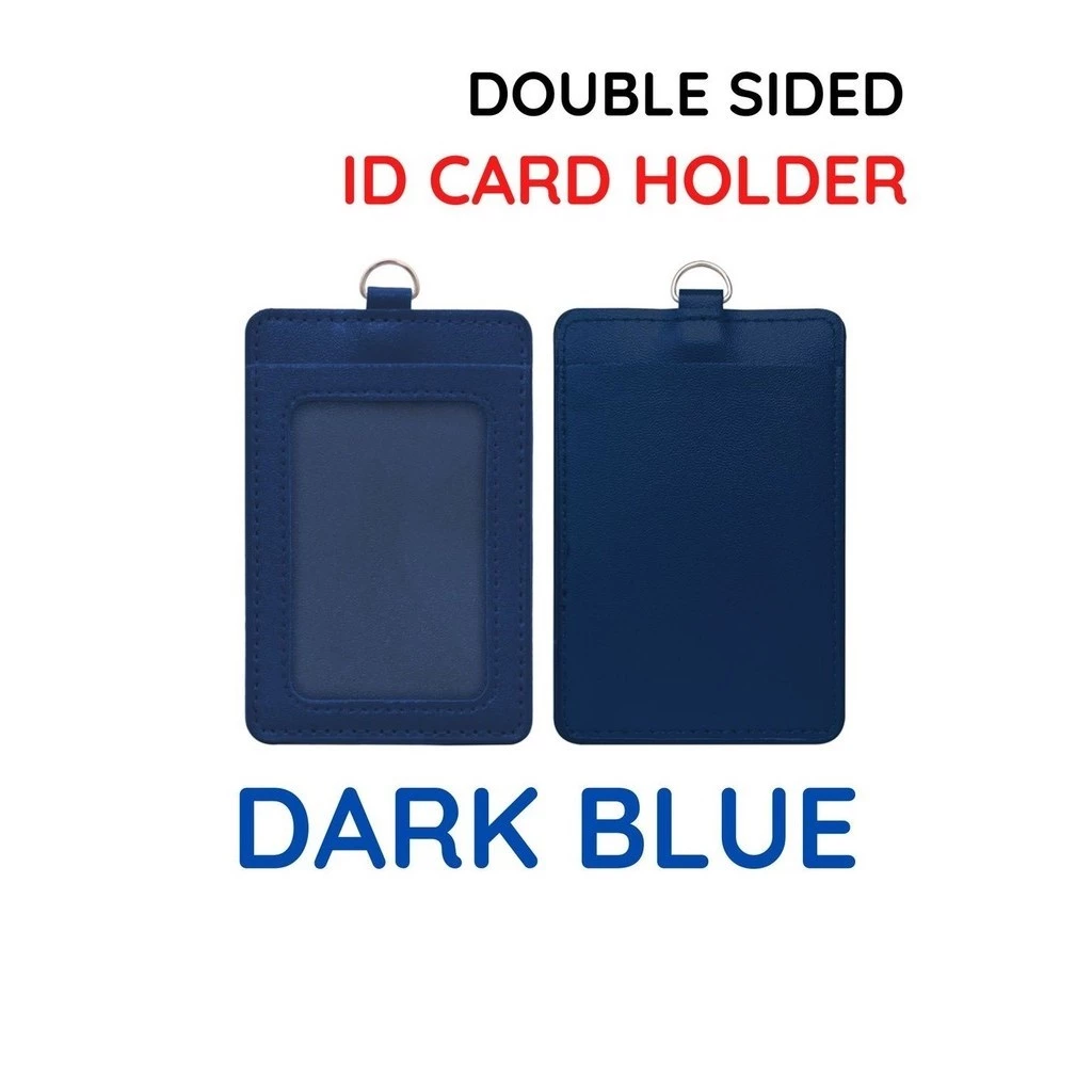 PU Leather Vertical ID Card Holder | Badge & Name Label Holder for School & Office Supplies | Double Side