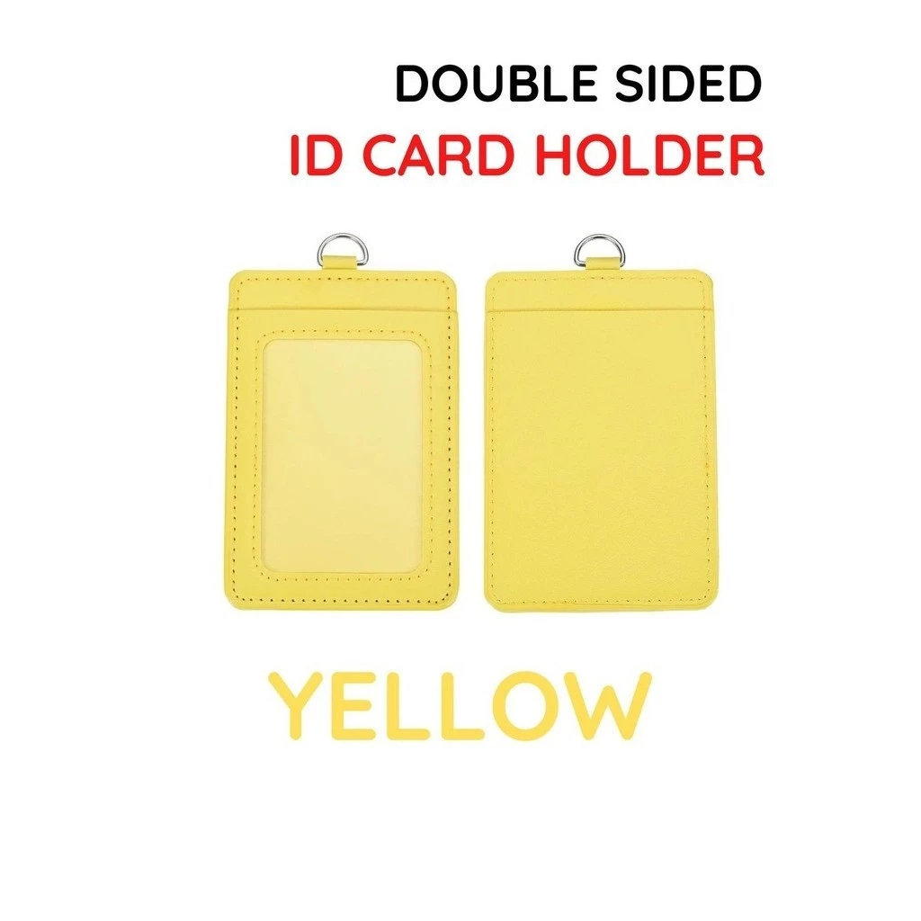 PU Leather Vertical ID Card Holder | Badge & Name Label Holder for School & Office Supplies | Double Side