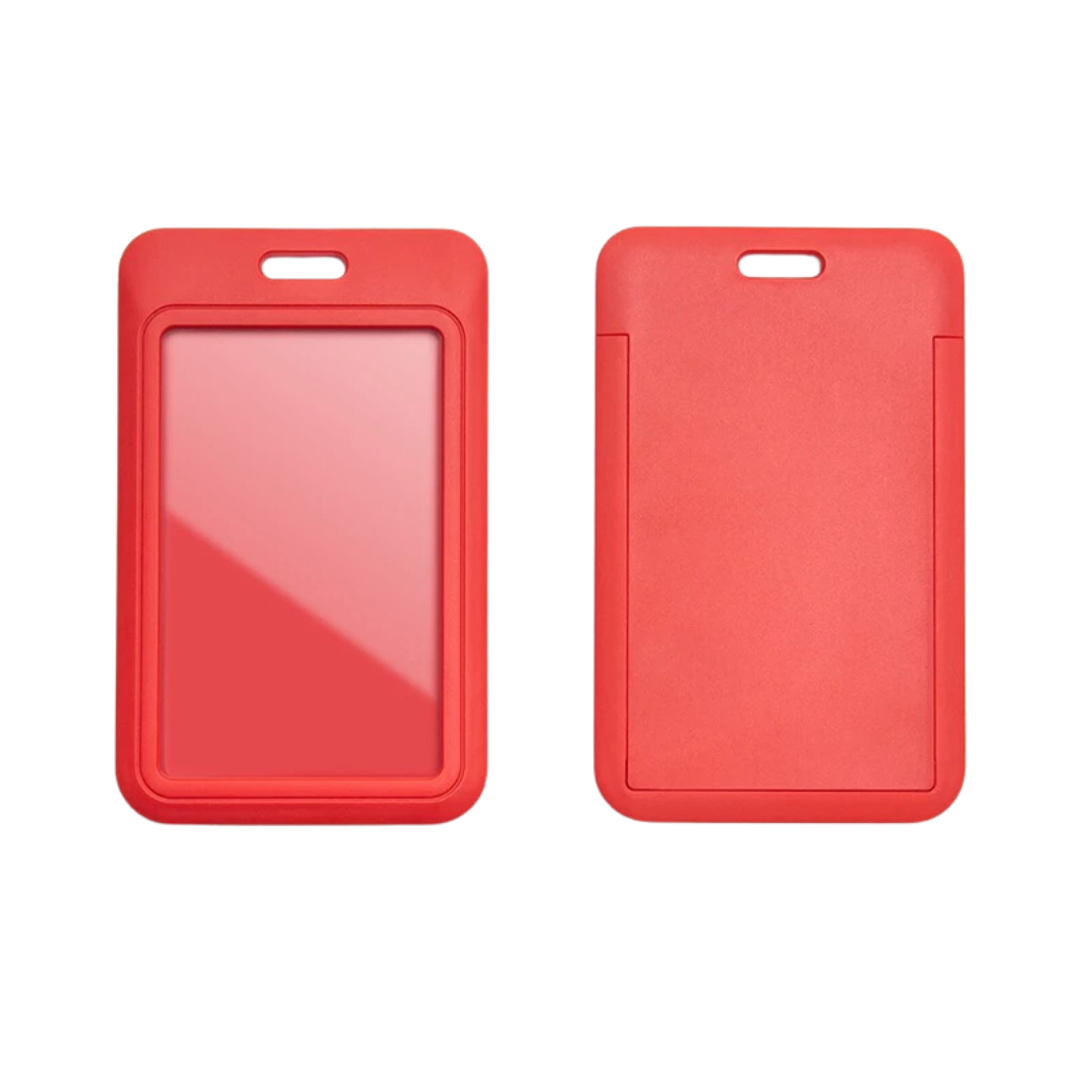 Hard Plastic Vertical ID Card Holder | Durable Badge & Name Label Holder for School & Office Supplies | Single Side