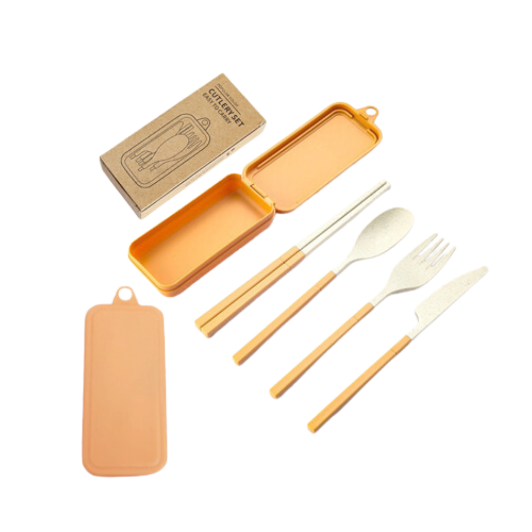 4-in-1 Colour Eco-Cutlery Set - Yellow