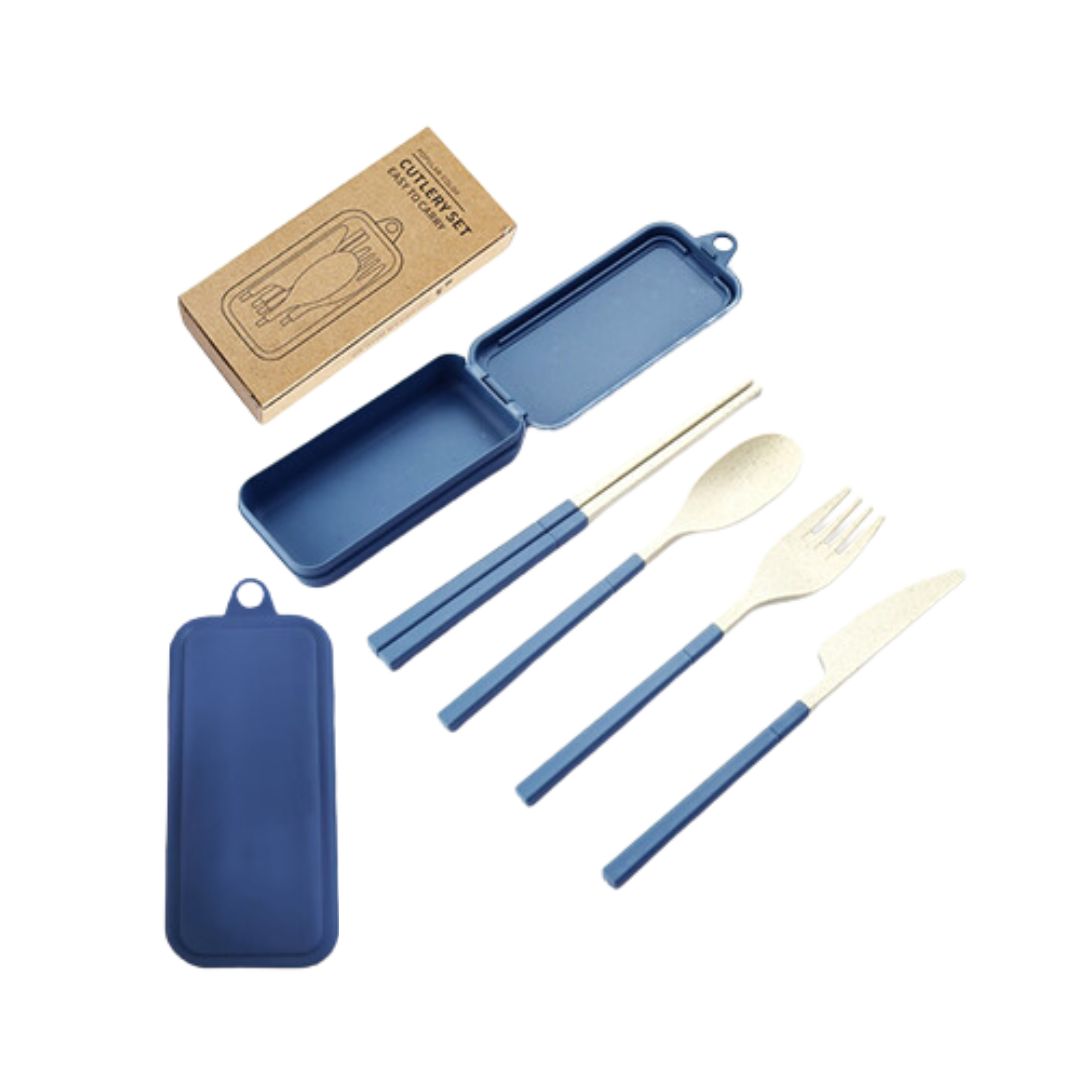 4-in-1 Colour Eco-Cutlery Set - Navyblue