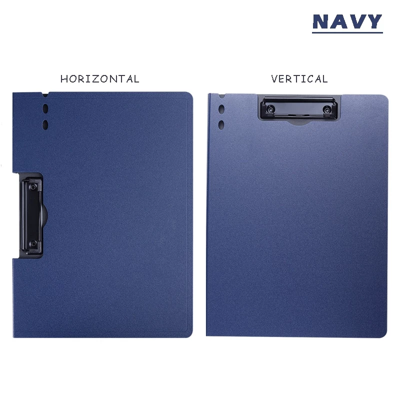 Vertical A4 Size Clipboard Plastic Document Organizer with Cover - Navy