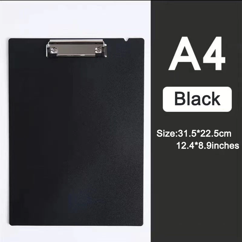 A4 Size Clipboard Hard Board Document Organizer - Black