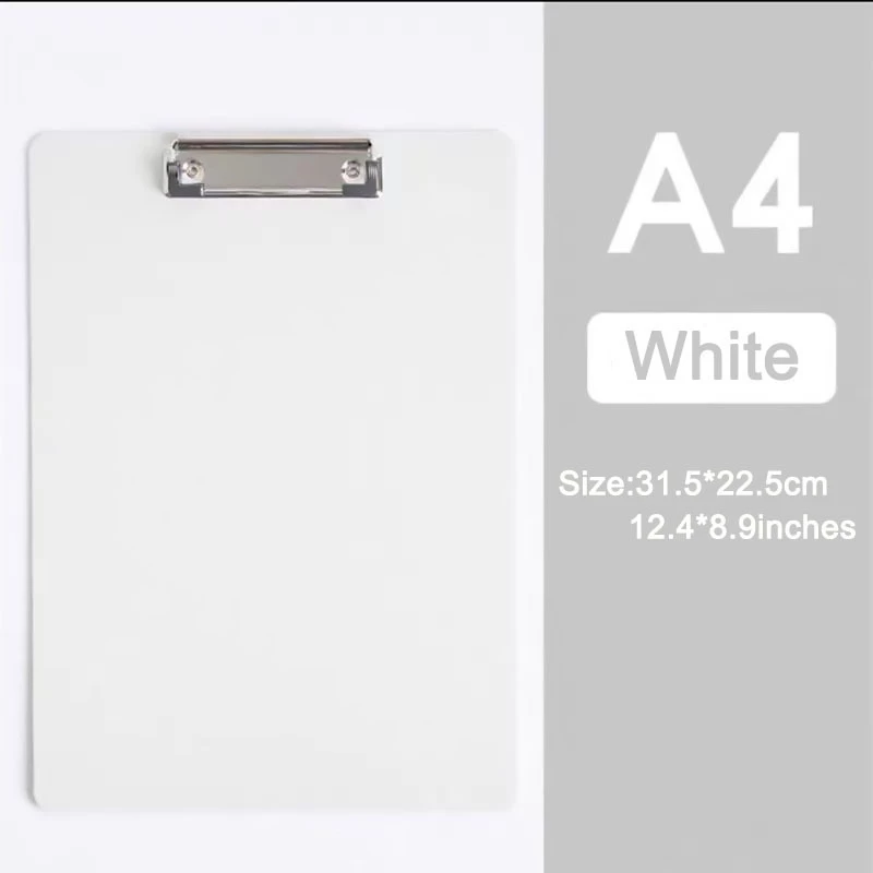 A4 Size Clipboard Hard Board Document Organizer - White