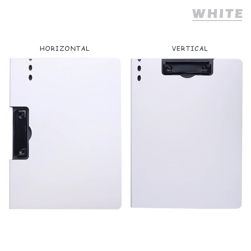 Vertical A4 Size Clipboard Plastic Document Organizer with Cover - White