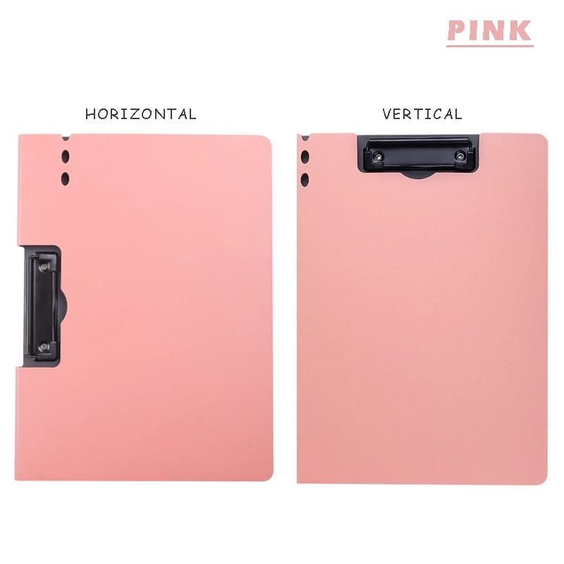 Vertical A4 Size Clipboard Plastic Document Organizer with Cover - Pink