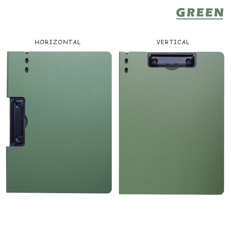Vertical A4 Size Clipboard Plastic Document Organizer with Cover - Green