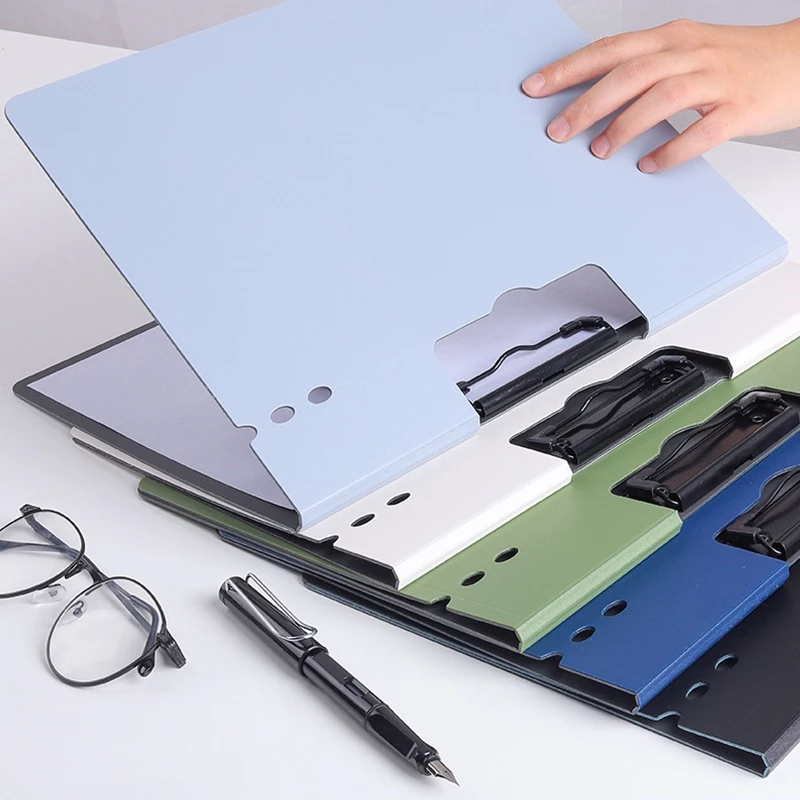 Vertical A4 Size Clipboard Plastic Document Organizer with Cover - Blue