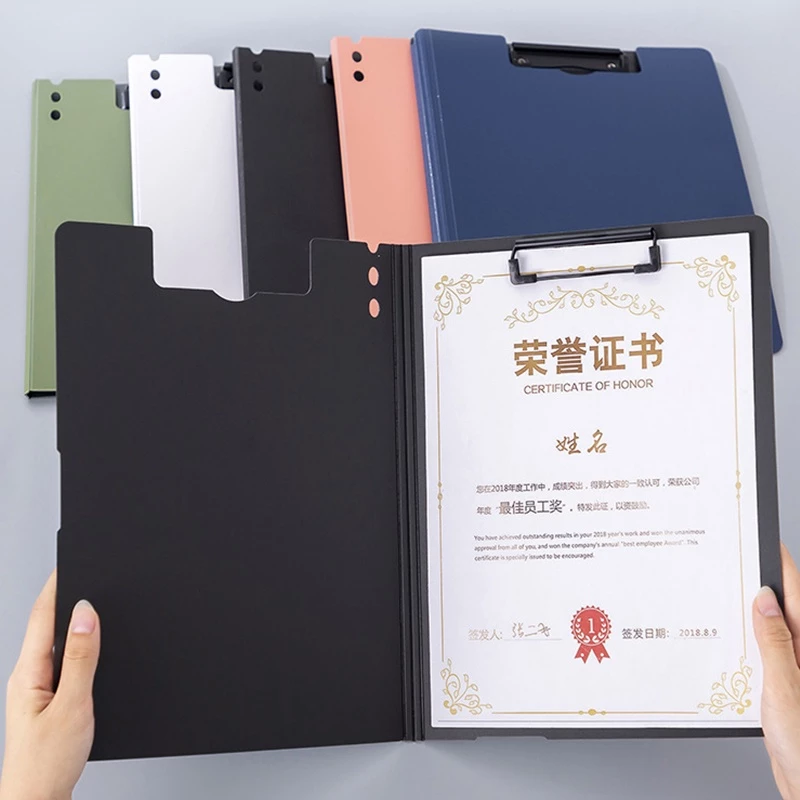 Vertical A4 Size Clipboard Plastic Document Organizer with Cover - Blue