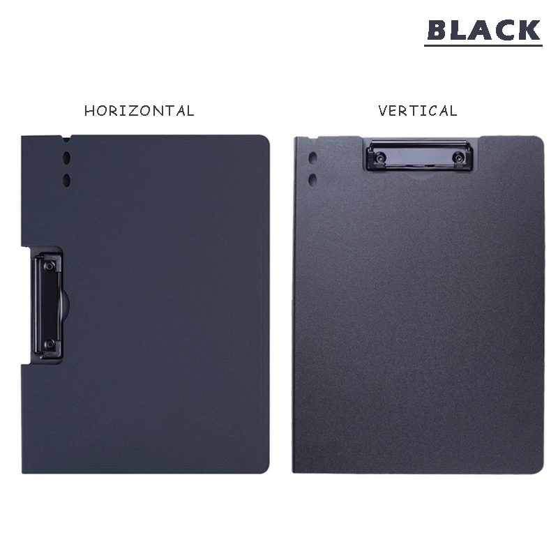 Vertical A4 Size Clipboard Plastic Document Organizer with Cover - Black
