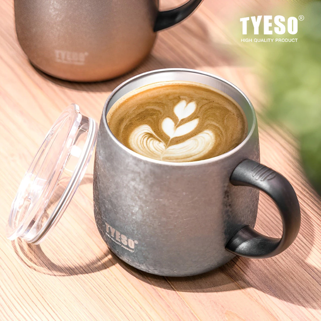 TYESO Stainless Steel Gradient Insulated Thermal Coffee Cup (473ml) Black