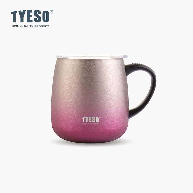 TYESO Stainless Steel Gradient Insulated Thermal Coffee Cup (473ml) Rose Red