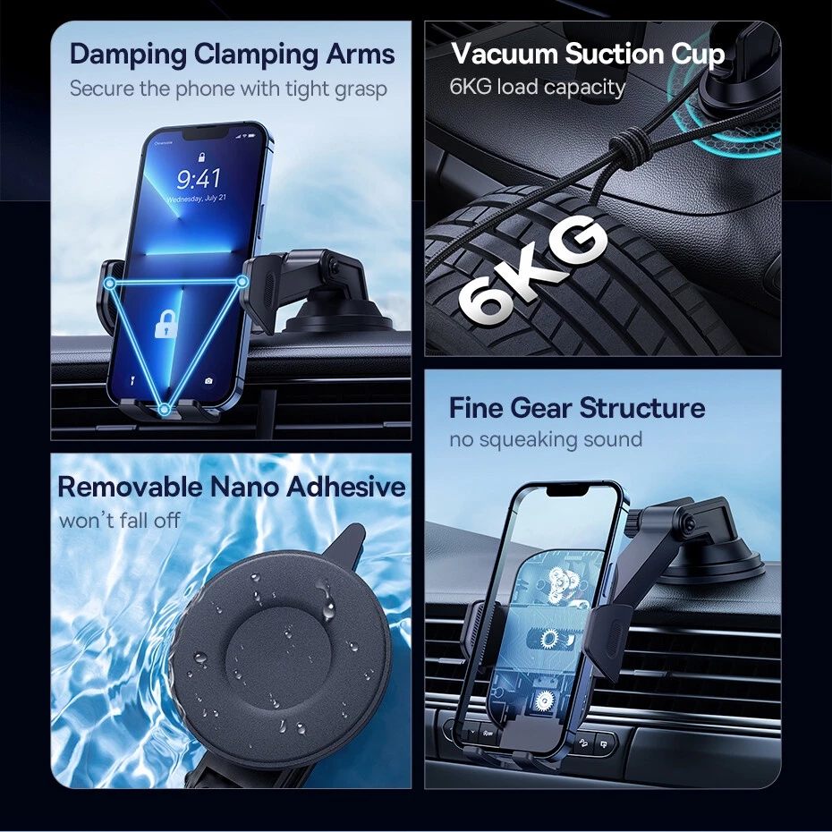 BASEUS UltraControl Car Phone Holder – Strong Suction for Dashboard & Windshield