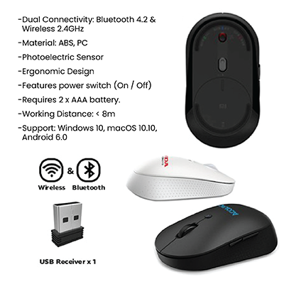 Original Xiaomi Bluetooth Wireless Silent Mouse - Black