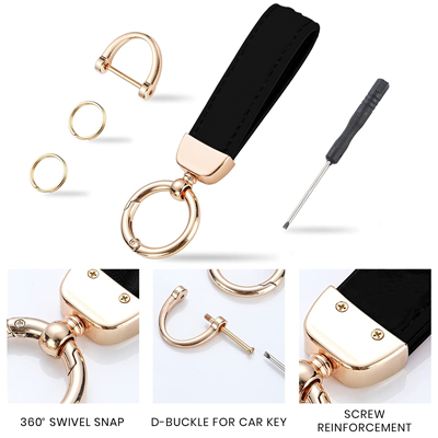 VELTRA Luxe PU Key Holder - Gold & Grey