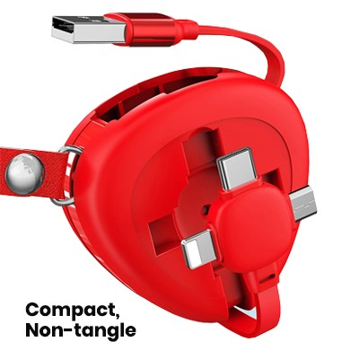 3-in-1 Retractable USB Fast Charging Cable – Compact & Tangle-Free