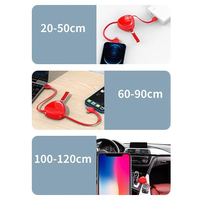 3-in-1 Retractable USB Fast Charging Cable – Compact & Tangle-Free