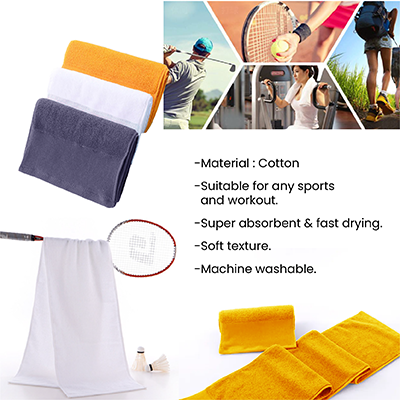 PROACTIVE 140 Full Cotton Sports Towel – Ultra Absorbent Fitness Towel (1100×250mm) White