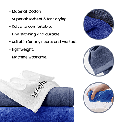 SPORTS Pure Cotton Sports Towel (1100mmx200mm) - 110g White