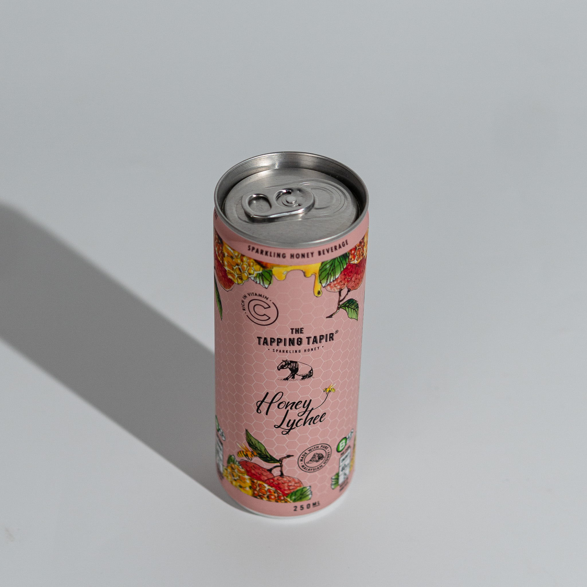 Honey Lychee Soda Drink - Less Sugar 250ml - The Tapping Tapir
