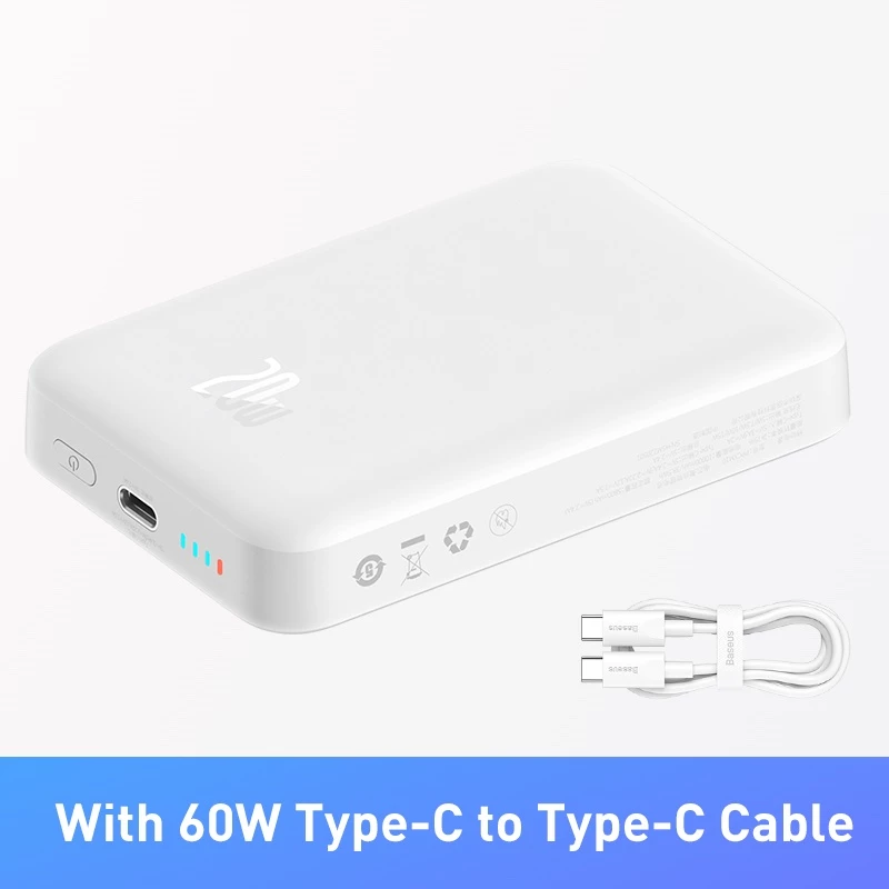 BASEUS 10000mAh Mini Magnetic Wireless Power Bank – Fast Charge & Auto-Wake for iPhone 12 Series and Above