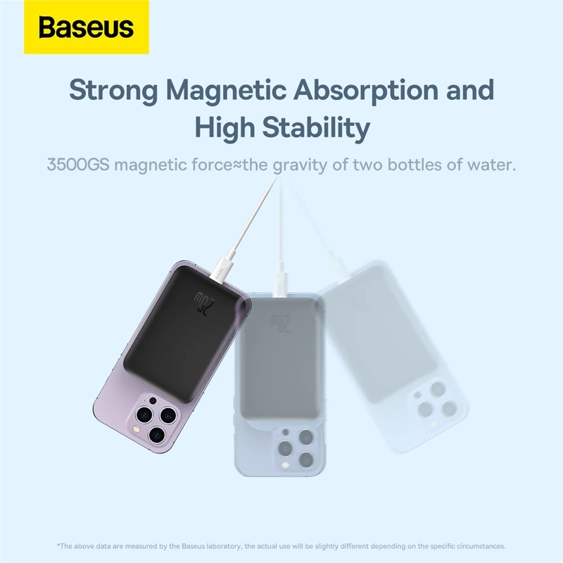 BASEUS 10000mAh Mini Magnetic Wireless Power Bank – Fast Charge & Auto-Wake for iPhone 12 Series and Above