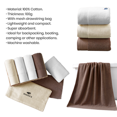LOOM+ Pure Cotton Towel with Drawstring Pouch 3 (740x340) - 100g White