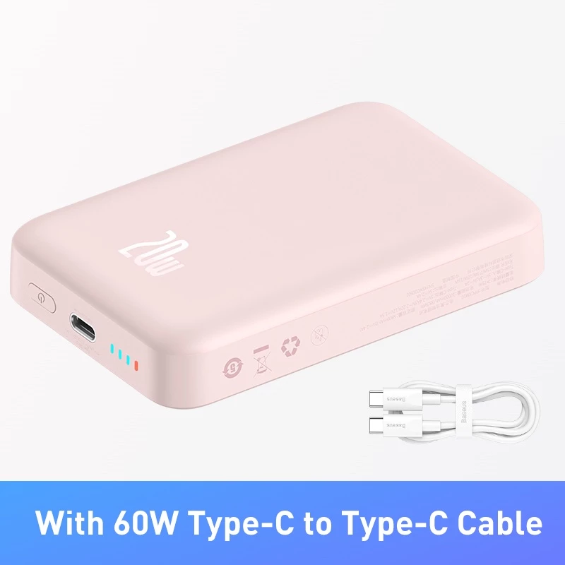 BASEUS 10000mAh Mini Magnetic Wireless Power Bank – Fast Charge & Auto-Wake for iPhone 12 Series and Above