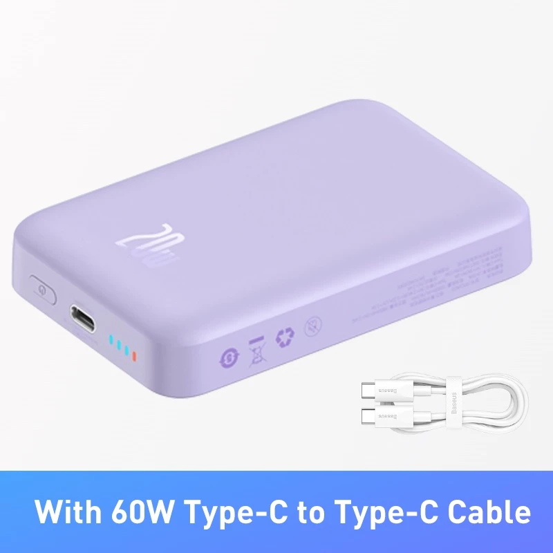 BASEUS 10000mAh Mini Magnetic Wireless Power Bank – Fast Charge & Auto-Wake for iPhone 12 Series and Above