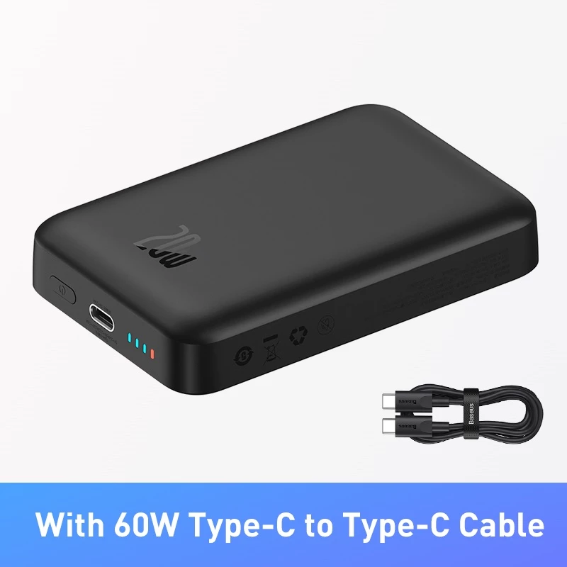 BASEUS 10000mAh Mini Magnetic Wireless Power Bank – Fast Charge & Auto-Wake for iPhone 12 Series and Above