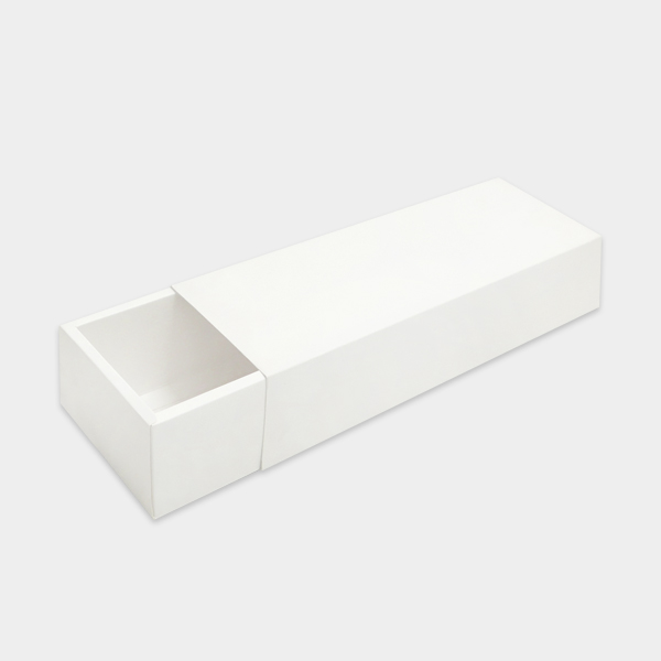 Rectangle 350gsm Art card Sliding Box Matte Laminated (24.5cm x 8cm x 6cm) - White