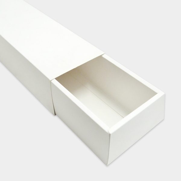 Rectangle 350gsm Art card Sliding Box Matte Laminated (24.5cm x 8cm x 6cm) - White
