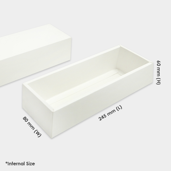 Rectangle 350gsm Art card Sliding Box Matte Laminated (24.5cm x 8cm x 6cm) - White