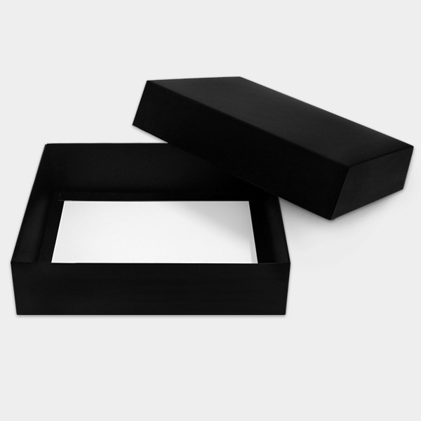 Rectangle 350gsm Art card Top Bottom Box Matte Laminated (20cm x 26cm x 7.5cm) - Black