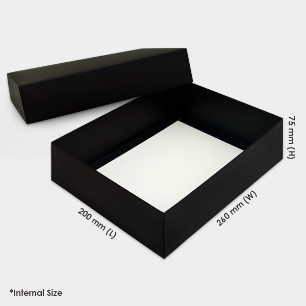 Rectangle 350gsm Art card Top Bottom Box Matte Laminated (20cm x 26cm x 7.5cm) - Black