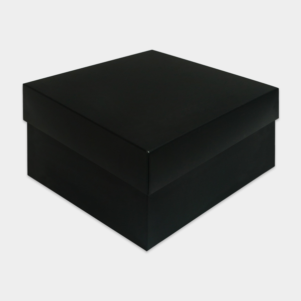 Square 350gsm Art card Top Bottom Box Matte Laminated (22cm x 22cm x 12cm) - Black